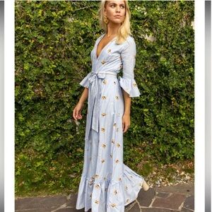 LUG VON SIGA Diana belted ruffled embroidered cotton-voile maxidress Size 40 (8)